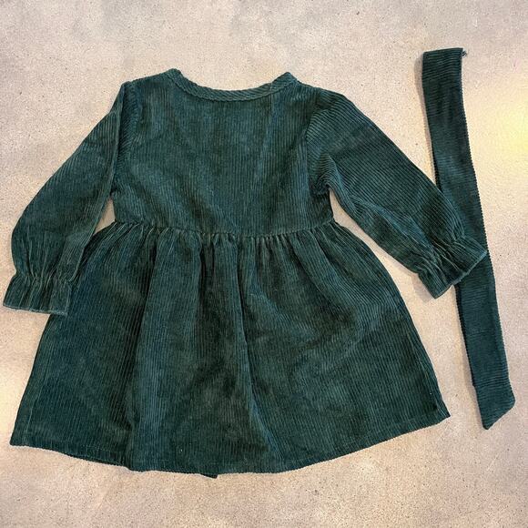 Green Corduroy long sleeve button down casual dress toddler girls 3T christmas - Picture 3 of 3